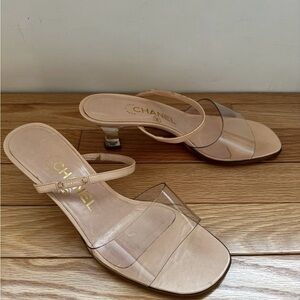 Chanel Nude PVC Sandals Size 37.5/US 7
